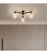 Worcester 60cm Swing Arm Flush Ceiling 3 Light E14 Brass/Satin Black/Clear Striped Cylinder Glass-4