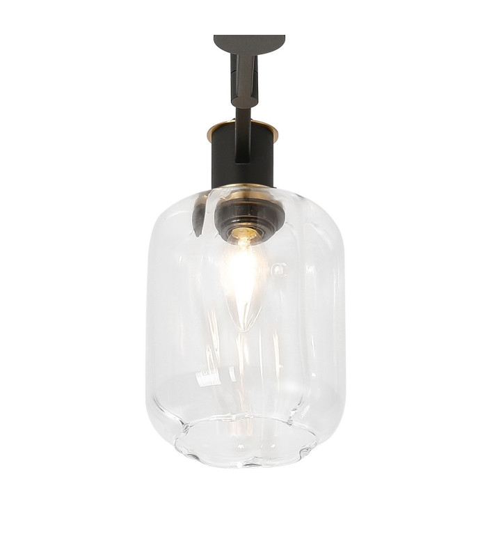 Worcester 60cm Swing Arm Flush Ceiling 3 Light E14 Brass/Satin Black/Clear Striped Cylinder Glass-8