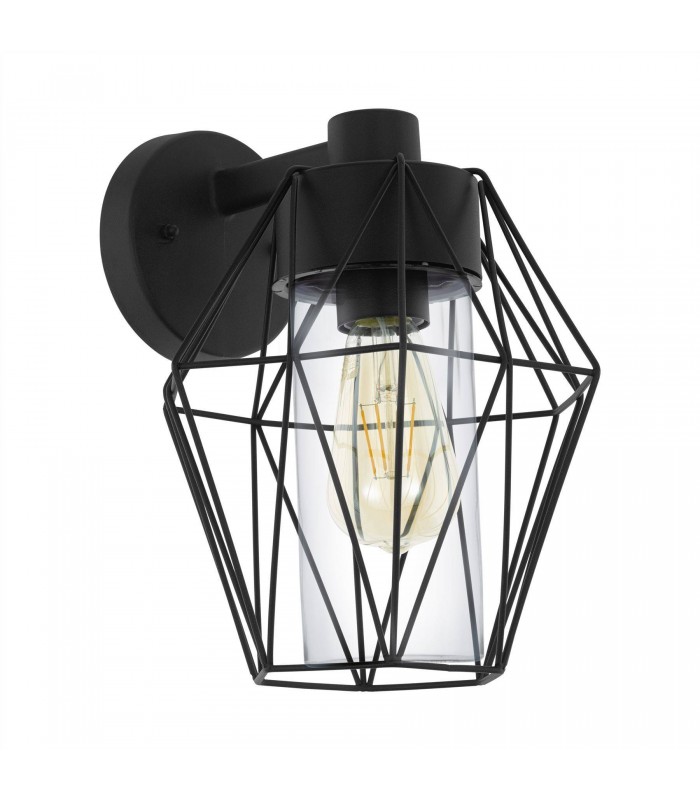 1 Light Outdoor Caged Wall Light Black IP44, E27 - 1