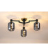 Worcester 60cm Swing Arm Flush Ceiling 3 Light E14 Brass/Satin Black/Smoke Striped Cylinder Glass-3