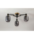 Worcester 60cm Swing Arm Flush Ceiling 3 Light E14 Brass/Satin Black/Smoke Striped Cylinder Glass-9