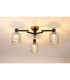 Worcester 60cm Swing Arm Flush Ceiling 3 Light E14 Brass/Satin Black/Amber Twisted Cylinder Glass-3