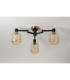 Worcester 60cm Swing Arm Flush Ceiling 3 Light E14 Brass/Satin Black/Amber Twisted Cylinder Glass-9