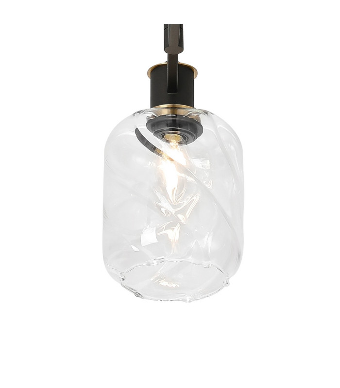 Worcester 60cm Swing Arm Flush Ceiling 3 Light E14 Brass/Satin Black/Clear Twisted Cylinder Glass-6