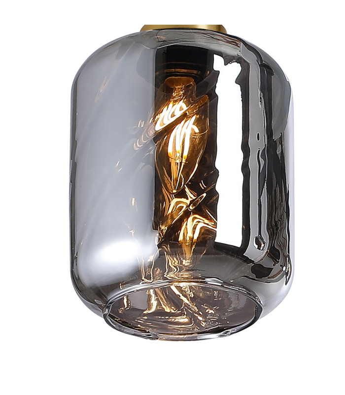 Worcester 60cm Swing Arm Flush Ceiling 3 Light E14 Brass/Satin Black/Smoke Twisted Cylinder Glass-6