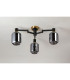 Worcester 60cm Swing Arm Flush Ceiling 3 Light E14 Brass/Satin Black/Smoke Twisted Cylinder Glass-9