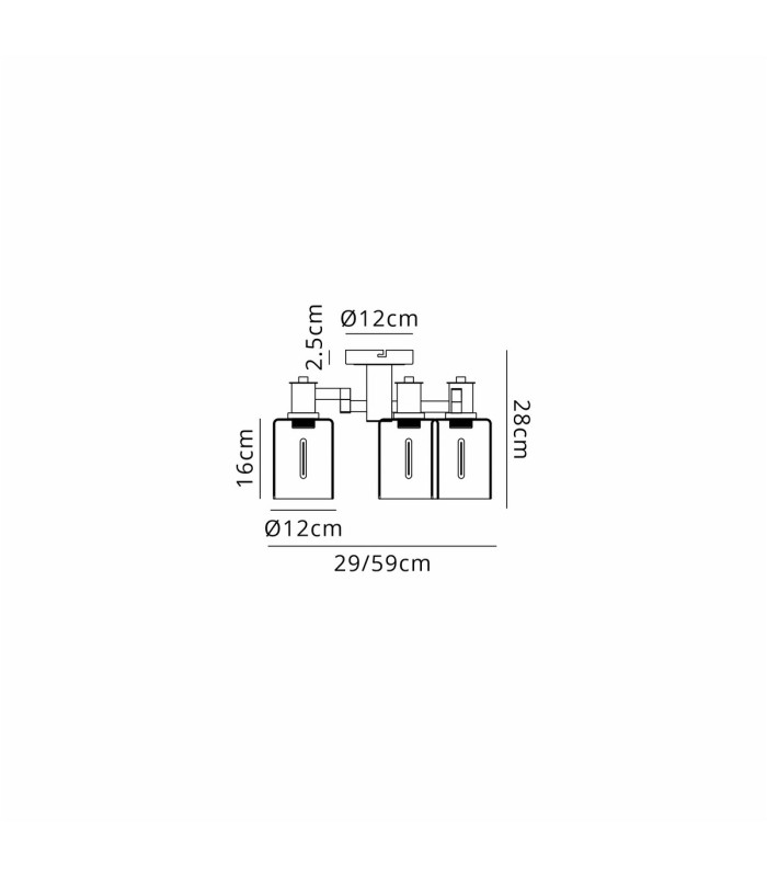 Worcester 59cm Swing Arm Flush Ceiling 3 Light E14 Brass/Satin Black/Amber Uniform Dimple Cylinder Glass-2