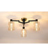 Worcester 59cm Swing Arm Flush Ceiling 3 Light E14 Brass/Satin Black/Amber Uniform Dimple Cylinder Glass-3