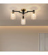 Worcester 59cm Swing Arm Flush Ceiling 3 Light E14 Brass/Satin Black/Clear Uniform Dimple Cylinder Glass-4