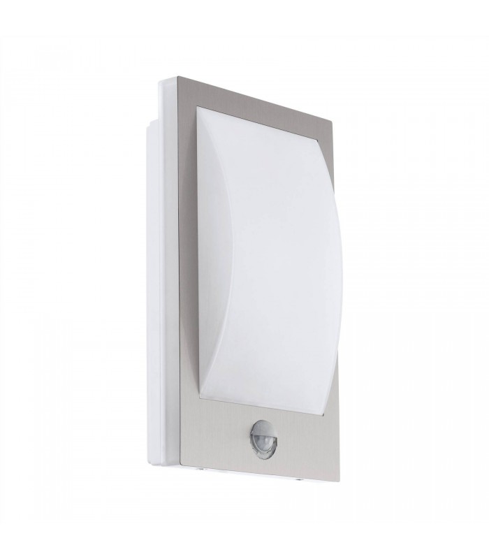 1 Light Outdoor Flush Wall Light with PIR Motion Sensor Stainless Steel, White IP54, E27 - 1