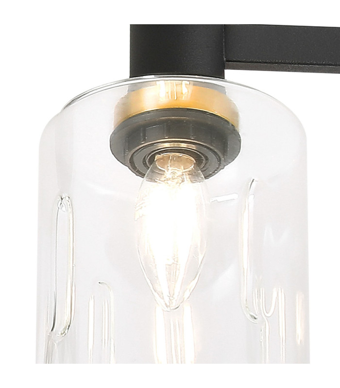 Worcester 59cm Swing Arm Flush Ceiling 3 Light E14 Brass/Satin Black/Clear Uniform Dimple Cylinder Glass-8