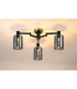 Worcester 59cm Swing Arm Flush Ceiling 3 Light E14 Brass/Satin Black/Smoke Uniform Dimple Cylinder Glass-3