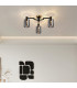 Worcester 59cm Swing Arm Flush Ceiling 3 Light E14 Brass/Satin Black/Smoke Uniform Dimple Cylinder Glass-4