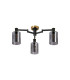 Worcester 59cm Swing Arm Flush Ceiling 3 Light E14 Brass/Satin Black/Smoke Uniform Dimple Cylinder Glass-6