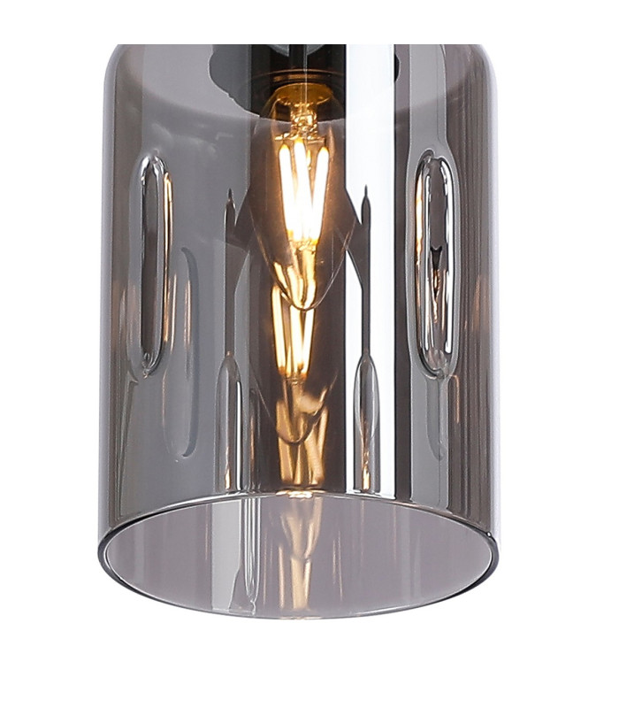 Worcester 59cm Swing Arm Flush Ceiling 3 Light E14 Brass/Satin Black/Smoke Uniform Dimple Cylinder Glass-8