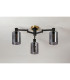 Worcester 59cm Swing Arm Flush Ceiling 3 Light E14 Brass/Satin Black/Smoke Uniform Dimple Cylinder Glass-10