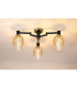 Worcester 61cm Swing Arm Flush Ceiling 3 Light E14 Brass/Satin Black/Amber Fade Wine Glass Glass-3