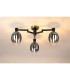 Worcester 61cm Swing Arm Flush Ceiling 3 Light E14 Brass/Satin Black/Smoke Fade Wine Glass Glass-3