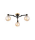 Worcester 62cm Swing Arm Flush Ceiling 3 Light E14 Brass/Satin Black/Amber Plated Round Segment Glass-1