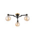 Worcester 62cm Swing Arm Flush Ceiling 3 Light E14 Brass/Satin Black/Amber Plated Round Segment Glass-4