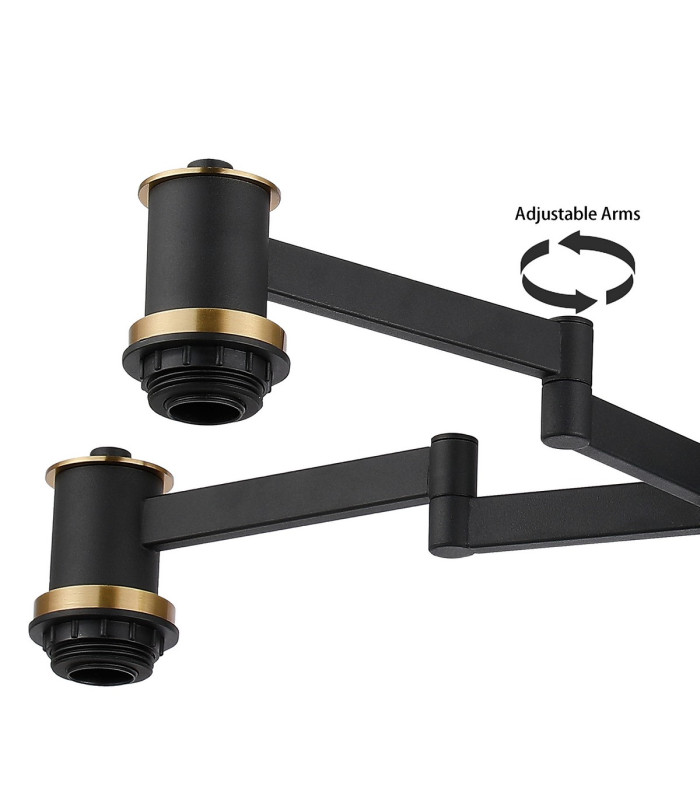 Worcester 62cm Swing Arm Flush Ceiling 3 Light E14 Brass/Satin Black/Amber Plated Round Segment Glass-9