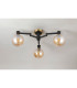 Worcester 62cm Swing Arm Flush Ceiling 3 Light E14 Brass/Satin Black/Amber Plated Round Segment Glass-10