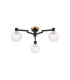 Worcester 62cm Swing Arm Flush Ceiling 3 Light E14 Brass/Satin Black/Clear Round Textured Diamond Pattern Glass-1