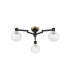 Worcester 62cm Swing Arm Flush Ceiling 3 Light E14 Brass/Satin Black/Clear Round Textured Diamond Pattern Glass-4