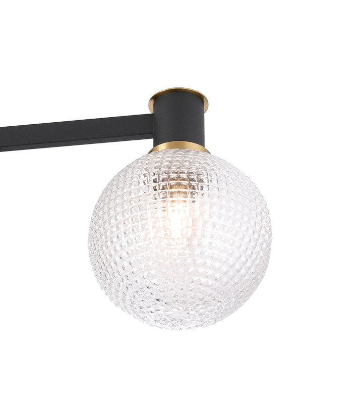 Worcester 62cm Swing Arm Flush Ceiling 3 Light E14 Brass/Satin Black/Clear Round Textured Diamond Pattern Glass-8