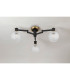 Worcester 62cm Swing Arm Flush Ceiling 3 Light E14 Brass/Satin Black/Clear Round Textured Diamond Pattern Glass-10