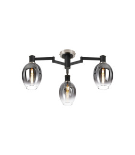 Worcester 61cm Swing Arm Flush Ceiling 3 Light E14 Satin Nickel/Satin Black/Smoke Fade Wine Glass Glass-1