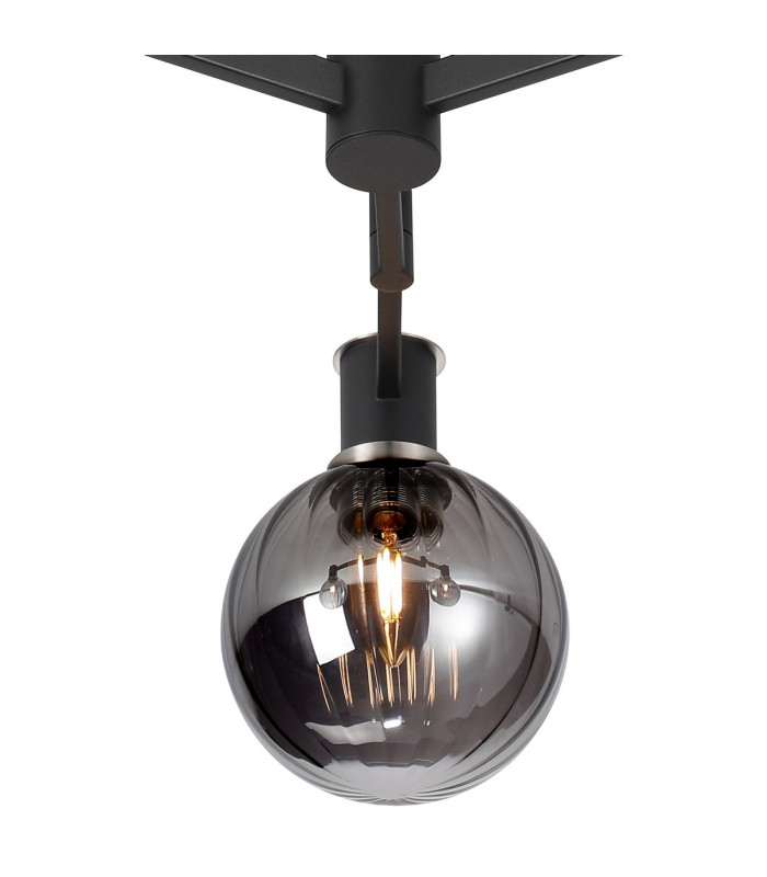 Worcester 62cm Swing Arm Flush Ceiling 3 Light E14 Satin Nickel/Satin Black/Smoke Plated Round Segment Glass-7