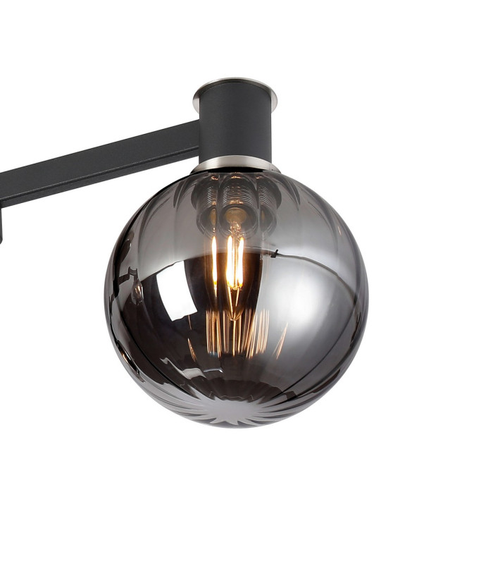 Worcester 62cm Swing Arm Flush Ceiling 3 Light E14 Satin Nickel/Satin Black/Smoke Plated Round Segment Glass-9