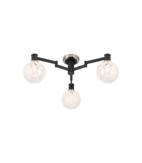 Worcester 62cm Swing Arm Flush Ceiling 3 Light E14 Satin Nickel/Satin Black/White Round Speckled Glass-1