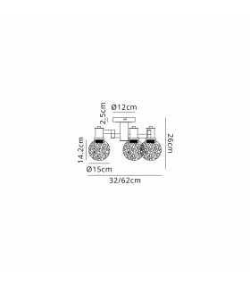 Worcester 62cm Swing Arm Flush Ceiling 3 Light E14 Satin Nickel/Satin Black/White Round Speckled Glass-2