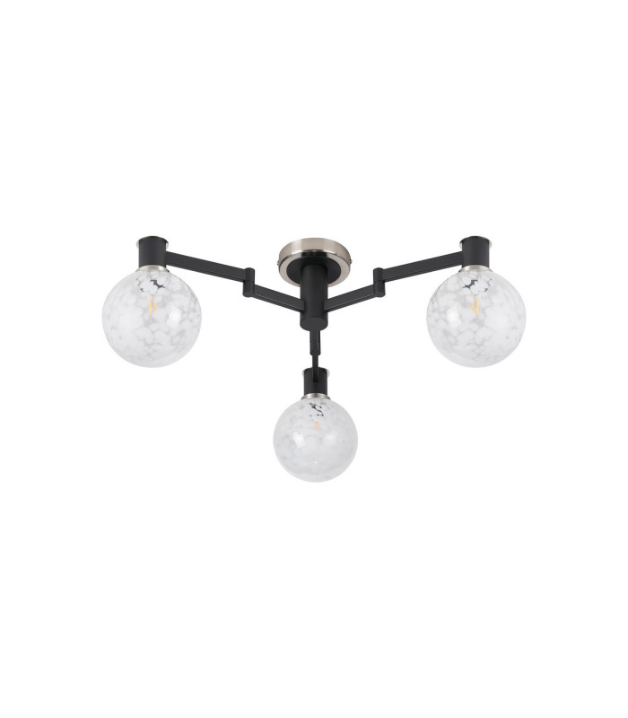 Worcester 62cm Swing Arm Flush Ceiling 3 Light E14 Satin Nickel/Satin Black/White Round Speckled Glass-4
