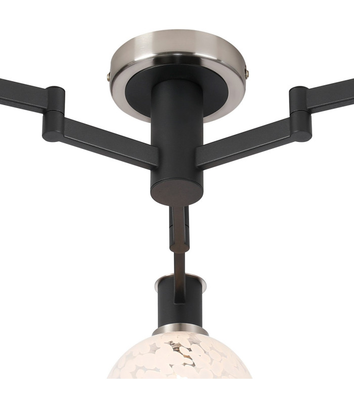 Worcester 62cm Swing Arm Flush Ceiling 3 Light E14 Satin Nickel/Satin Black/White Round Speckled Glass-5