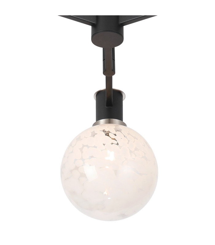 Worcester 62cm Swing Arm Flush Ceiling 3 Light E14 Satin Nickel/Satin Black/White Round Speckled Glass-6