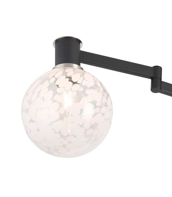 Worcester 62cm Swing Arm Flush Ceiling 3 Light E14 Satin Nickel/Satin Black/White Round Speckled Glass-7