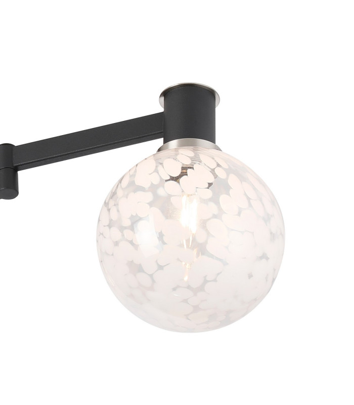 Worcester 62cm Swing Arm Flush Ceiling 3 Light E14 Satin Nickel/Satin Black/White Round Speckled Glass-8