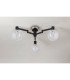 Worcester 62cm Swing Arm Flush Ceiling 3 Light E14 Satin Nickel/Satin Black/White Round Speckled Glass-10