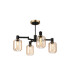 Worcester Swing Arm Semi Ceiling 4 Light E14 Brass/Satin Black/Amber Striped Cylinder Glass-1