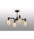 Worcester Swing Arm Semi Ceiling 4 Light E14 Brass/Satin Black/Amber Striped Cylinder Glass-3