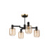 Worcester Swing Arm Semi Ceiling 4 Light E14 Brass/Satin Black/Amber Striped Cylinder Glass-5