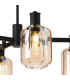 Worcester Swing Arm Semi Ceiling 4 Light E14 Brass/Satin Black/Amber Striped Cylinder Glass-7