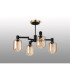 Worcester Swing Arm Semi Ceiling 4 Light E14 Brass/Satin Black/Amber Striped Cylinder Glass-9