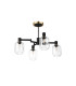 Worcester Swing Arm Semi Ceiling 4 Light E14 Brass/Satin Black/Clear Striped Cylinder Glass-5