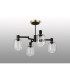 Worcester Swing Arm Semi Ceiling 4 Light E14 Brass/Satin Black/Clear Striped Cylinder Glass-9