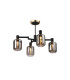 Worcester Swing Arm Semi Ceiling 4 Light E14 Brass/Satin Black/Smoke Striped Cylinder Glass-1