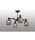 Worcester Swing Arm Semi Ceiling 4 Light E14 Brass/Satin Black/Smoke Striped Cylinder Glass-3